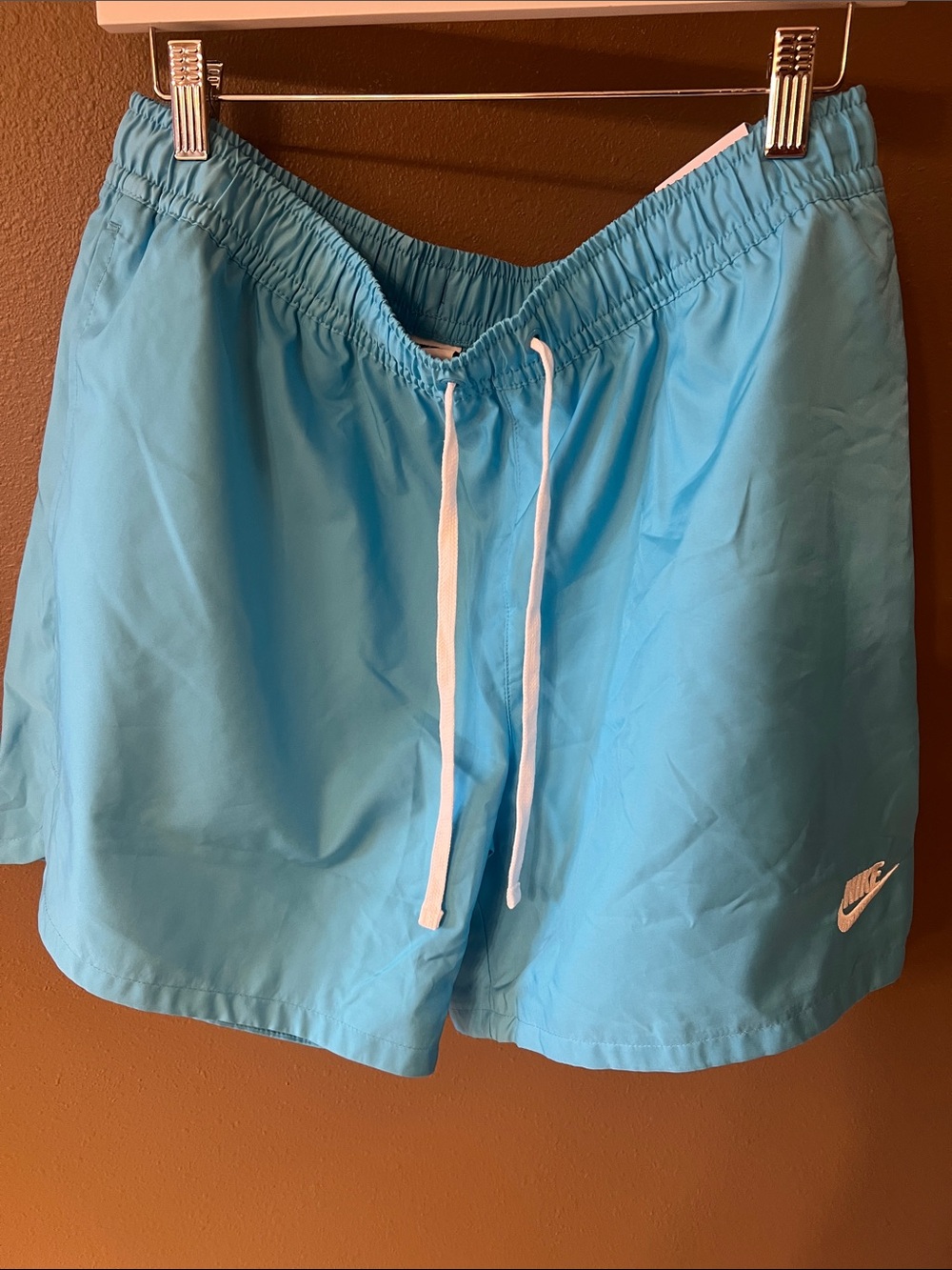 Nike Turquoise Swim Shorts with White Drawstring